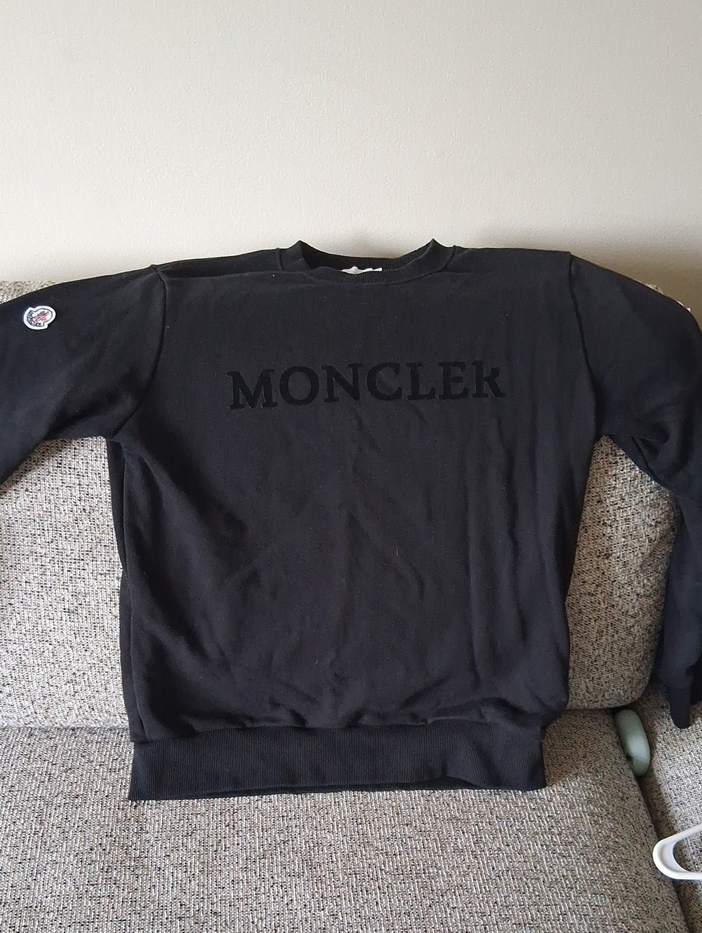 Moncler Black Embossed Logo Crewneck Sweater